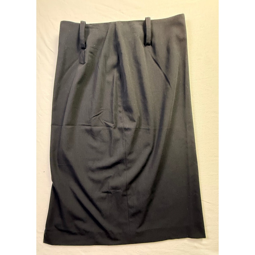 Anne Klein AK Stretch Black Pencil Skirt Size 6 Midi Back Vent Professional-2591